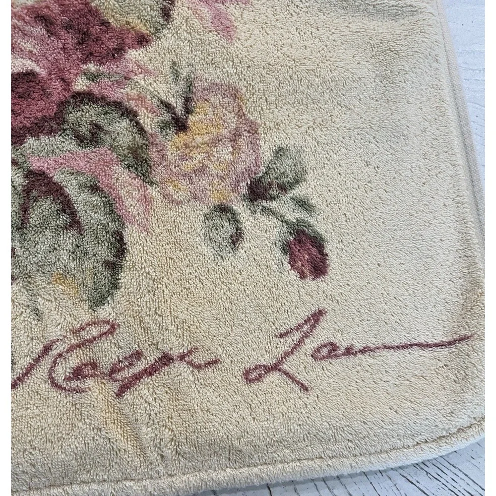Vtg 3‎ pc Ralph Lauren Kathleen Bath Towel Set Bath Hand Face Cloth Yellow Roses
